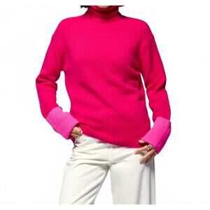 NEW FROM FUTURE contrast cuff turtleneck sweater in raspberry pink